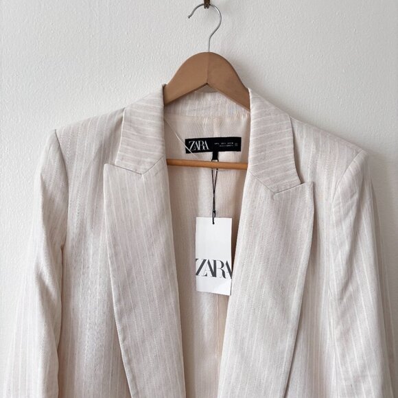Zara Linen Blend Blazer w/ Rolled Up Sleeves - Picture 7 of 12